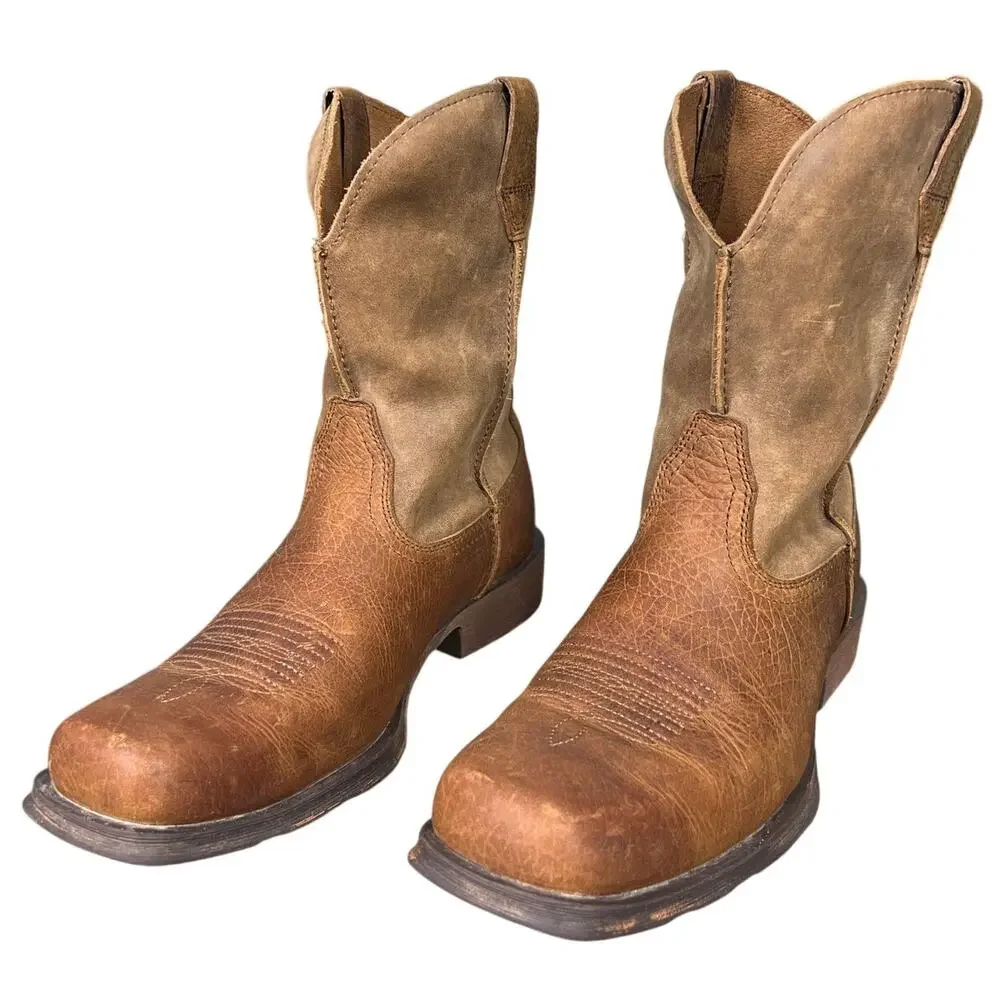 Ariat Men’s Rambler Brown Distressed Leather Western Cowboy Boots Size 11 D